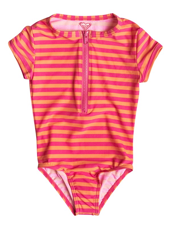 roxy, Girl's 2-6 Flamingo Beach One Piece Rashguard, Melon - Stripe_1 (nhz3) 0 Girl's 2-6 Flamingo Beach One Piece Rashguard RRM58656 Roxy
