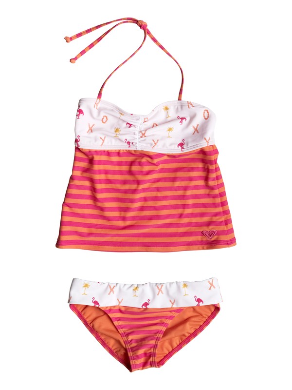 roxy, Girl's 7-14 Flamingo Beach Tankini Set, Bright White-3 (wbb3) 0 Girl's 7-14 Flamingo Beach Tankini Set RRM58827 Roxy