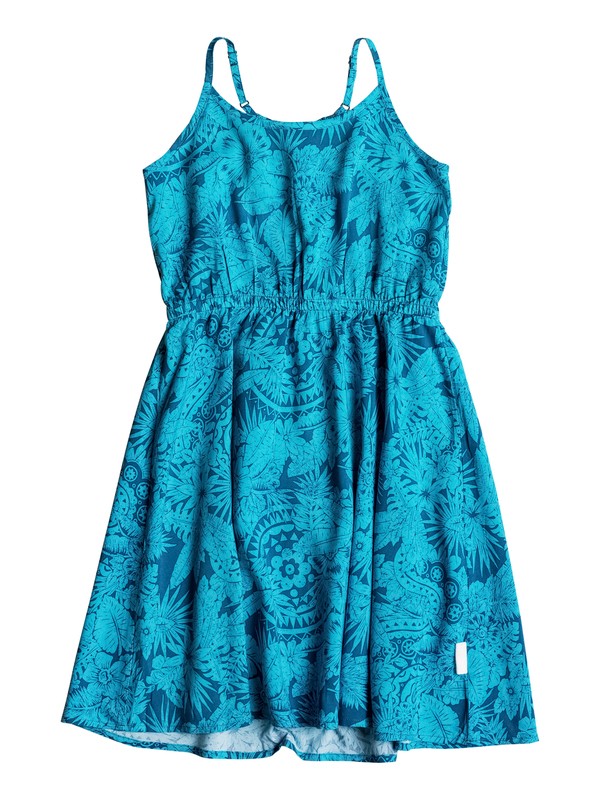 roxy, Girls 7-14 Tropical Palm Dress, Moroccan Blue (bsg0) 0 Girls 7-14 Tropical Palm Dress RRM68127 Roxy