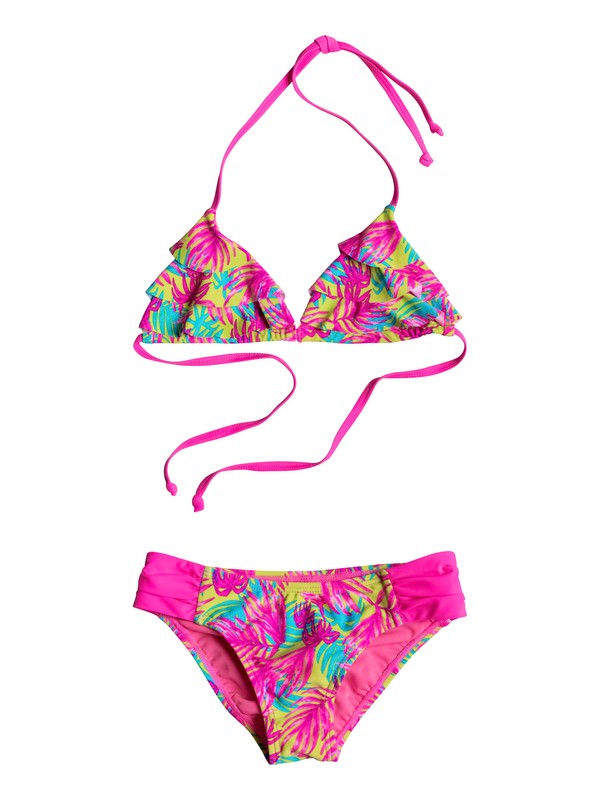 roxy, Girls 7-14 Paradise Beach Ruffle Triangle Set, Pink Flambe - Solid (mlb0) 0 Girls 7-14 Paradise Beach Ruffle Triangle Set RRM68557 Roxy