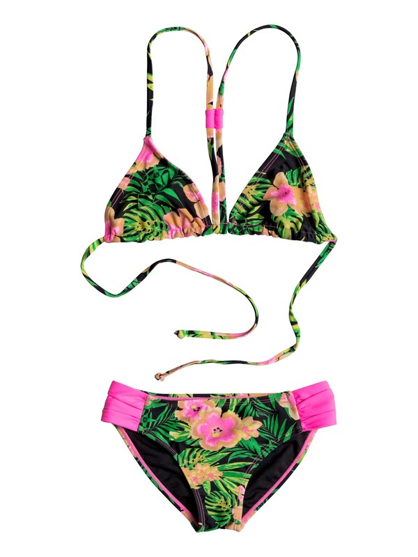roxy, Girls 7-14 In The Tropics Triangle Set, Pink Flambe - Solid (mlb0) 0 Girls 7-14 In The Tropics Triangle Set RRM68717 Roxy