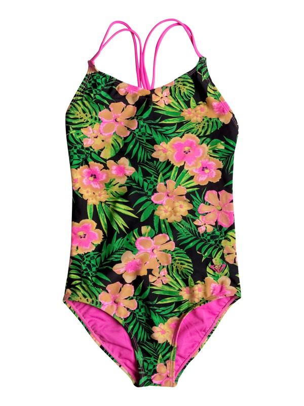 roxy, Girls 7-14 In The Tropics One Piece Swimsuit, Pink Flambe - Solid (mlb0) 0 Girls 7-14 In The Tropics One Piece Swimsuit RRM68757 Roxy