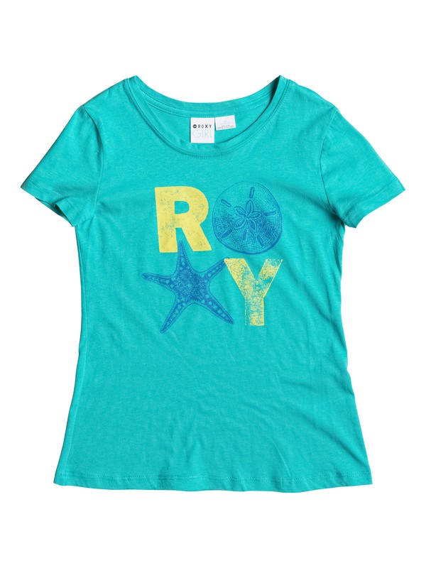 roxy, Girl's 7-14 Shells Crew Neck Tee, Baltic (blk0) 0 Girl's 7-14 Shells Crew Neck Tee RRS51117 Roxy