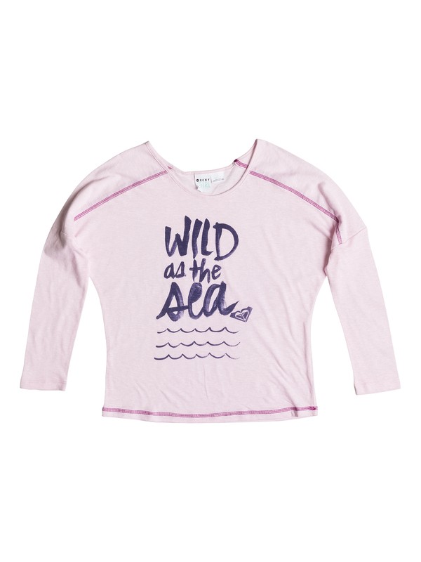 roxy, Girl's 7-14 Wild Sea Raglan Tee, Pink Mist - Solid (mdz0) 0 Girl's 7-14 Wild Sea Raglan Tee RRS51497 Roxy
