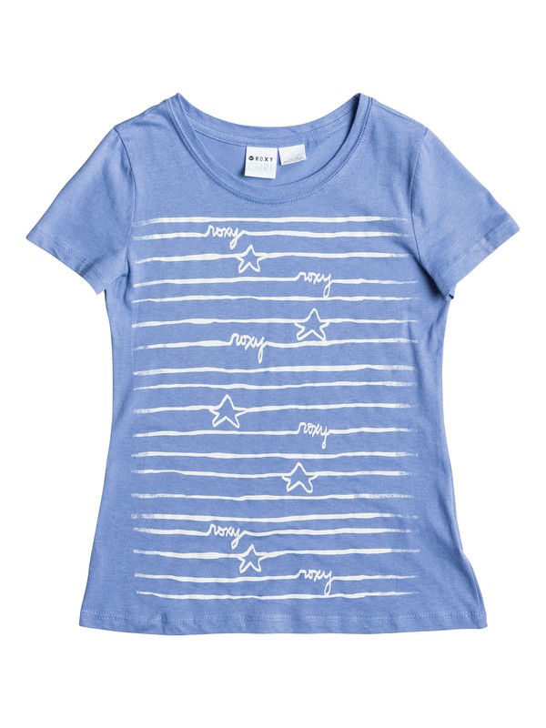 roxy, Girl's 7-14 Star's and Lines Tee, Bleached Denim (pmk0) 0 Girl's 7-14 Star's and Lines Tee RRS51967 Roxy