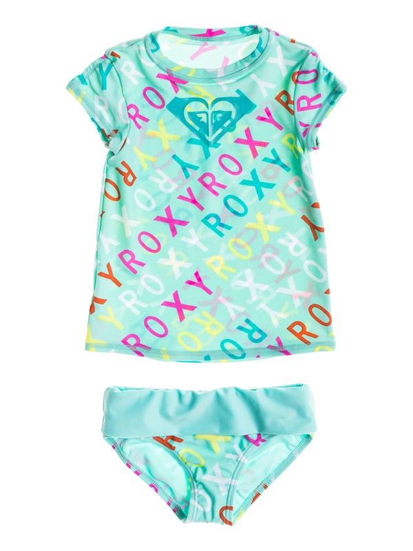 roxy, Girl's 2-6 Logo Rashguard Set, Cabbage - Pattern_1 (gea6) 0 Girl's 2-6 Logo Rashguard Set RRS58616 Roxy