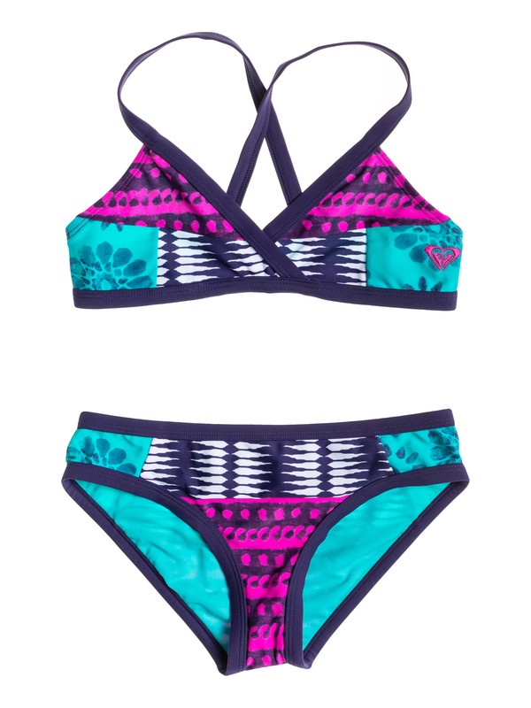 roxy, Girl's 7-14 Batik Criss Cross Tri Set, Astral Aura-6 (pss6) 0 Girl's 7-14 Batik Criss Cross Tri Set RRS58787 Roxy